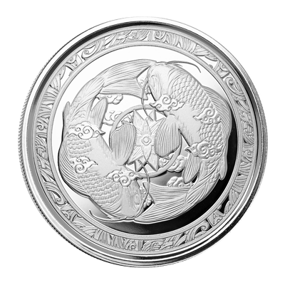 A picture of a 2023 1 oz Fiji Koi Fish Silver Coin